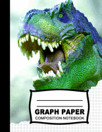 Graph Paper Composition Notebook: Beautiful Jurassic Age 8.5 x 11 inch Quad Ruled 4 x 4 square grid journal four squares per inch graphing paper, (Notebooks for Math and Science School and College students) - Roaring T Rex Dinosaur Colorful Notebook