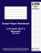Graph Paper Notebook: 0.2 Inch (1/5 in) Squares; 8.5" x 11"; 21.6 cm x 27.9 cm; 100 Pages; 50 Sheets; 5x5 Quad Ruled Grid; White Paper; Navy Blue Glossy Cover; Journal