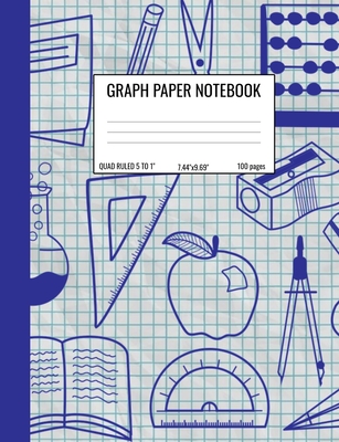 Graph Paper Notebook: Quad Ruled 5 Squares Per Inch Notebook for Students, Math and Science Composition Notebook - Books, Cool for School