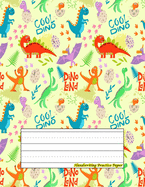 Handwriting Practice Paper: Perfect For preschool ( Size 8.5 X 11 ) Design with Childish Seamless Pattern With Hand Drawn Dino