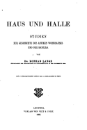Hans Und Halle, Studien Zur Geschichte Des Antiken Wohnhauses Und Der Basilika