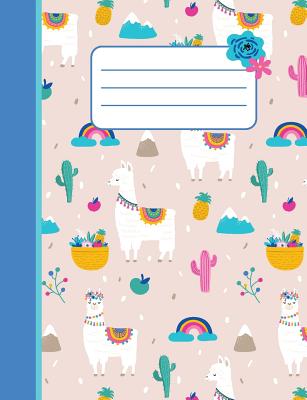 Happy Llama - Graph Paper: Notebook with Cactus, Rainbow and Fruit - Elementary, Middle, and High School - College and University Too! 4 Squares Per Inch - Rain and Shine Design Co