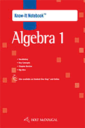 Holt McDougal Algebra 1: Know-It Notebook