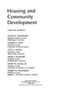 Housing and Community Development: Cases and Materials