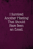 I Survived Another Meeting That Should Have Been An Email.: Coworker Notebook (Funny Office Journals)- Lined Blank Notebook Journal