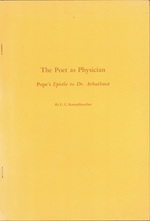 The Poet as Physician: Pope's Epistle to Dr. Arbuthnot
