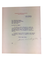 Typed Note, Signed, to Frederick Lynch, Dated April 4, 1913