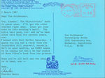 Post Card Tls Charles Watts to Peter Howard & Tom Goldwasser, March 2, 1987