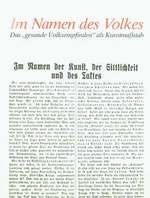 In Namen Des Volkes. Das "Gesunde Volksempfinden" Als Kunstmastab. Willhelm-Lehmbruck-Museum Der Stadt Duisburg: 6.5-22.7.1979