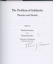 Problem of Solidarity Theories and Models, Thomas Fararo's Copy