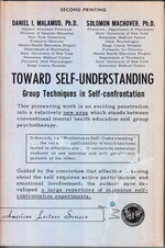 Toward Self-Understanding: Group Techniques in Self-Confrontation By Malamud, Daniel and Solomon Machover