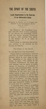 The Spirit of the South: Loyal Acquiescence in the Doctrine of an Indissoluble Union [Caption Title]