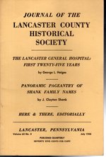 Journal of the Lancaster County Historical Society. Volume 62, No.3: July, 1958