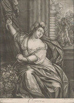 Cleopatra With the Snakes. First Edition, From an Old Spanish Collection of Original Baroque Engravings