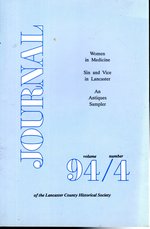 Journal of the Lancaster County Historical Society. Volume 94, No. 4: Michaelmas, 1992