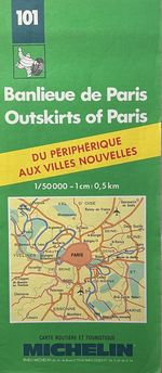 C1990s Michelin Map No. 101 Banlieue De Paris/Outskirts of Paris
