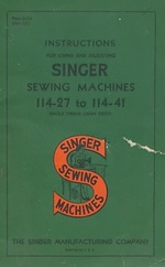Singer Sewing Machines 114-27 to 114-41 Manual