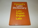 Cassell's Standard Latin Dictionary: Latin-English, English-Latin