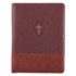 John 3: 16 Cross Two-Tone Zippered Brown Faux Leather Padfolio/Portfolio Folder Notepad With Single Pen With Highlighter Tip for Notes