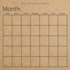 Blank Calendar: Kraft Brown Paper, Undated Planner for Organizing, Tasks, Goals, Scheduling, Diy Calendar Book