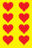 100 Page Unlined Notebook-Red Hearts on Yellow: Unruled; Blank White Paper; 6" X 9"; 15.2 Cm X 22.9 Cm; 50 Sheets; Page Numbers; Table of Contents; Diary; Journal; Glossy Cover; Love; Luv