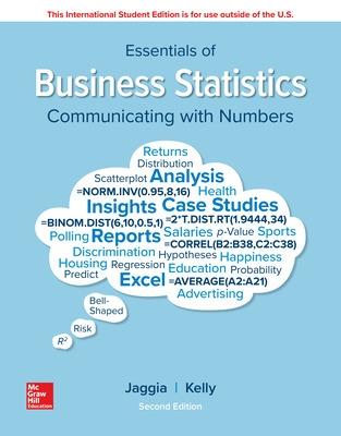 ISE Essentials of Business Statistics - Jaggia, Sanjiv, and Kelly, Alison