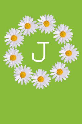 J: Monogram Initial Notebook Journal with Beautiful Wild Flower Green Cover - Journals, Happy Chamomile