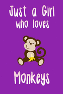 Just a Girl Who Loves Monkeys: Monkey Journal for Girls