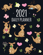 Kangaroo Daily Planner 2021: Cute Animal Calendar Scheduler for Girls Pretty & Large Weekly Agenda with Australian Outback Animal, Pink Hearts + Butterflies January - December Monthly Spreads For Appointments, Goals, Work, Office, College, School