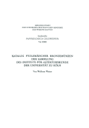 Katalog Ptolemischer Bronzemnzen Der Sammlung Des Instituts Fr Altertumskunde Der Universitt Zu Kln