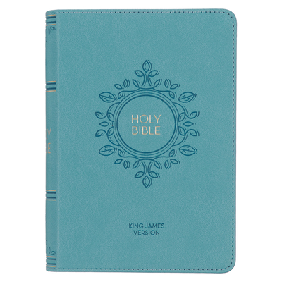 KJV Holy Bible, Compact Large Print Faux Leather Red Letter Edition Ribbon Marker, King James Version, Aqua Blue - Christian Art Gifts (Creator)