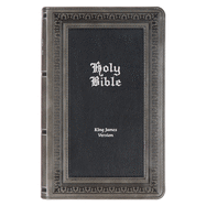 KJV Holy Bible, Giant Print Standard Size Faux Leather Red Letter Edition - Thumb Index & Ribbon Marker, King James Version, Gray/Black