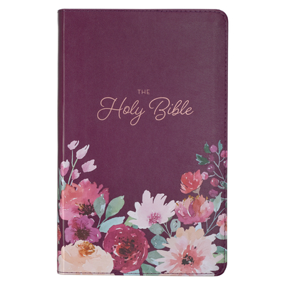 KJV Holy Bible, Giant Print Standard Size Faux Leather Red Letter Edition - Thumb Index & Ribbon Marker, King James Version, Printed Purple Floral - Christian Art Gifts (Creator)