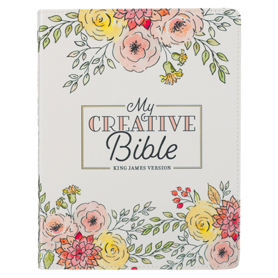 KJV Holy Bible, My Creative Bible, Faux Leather Flexible Cover - Ribbon Marker, King James Version, White Floral - Christian Art Gifts (Creator)