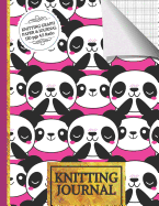 Knitting Journal: Cute Pink Panda Knitting Journal to Write in, Half Lined Paper, Half Graph Paper (4:5 Ratio) Panda & Knitting Gifts