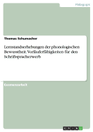 Lernstandserhebungen Der Phonologischen Bewusstheit. Vorlauferfahigkeiten Fur Den Schriftspracherwerb