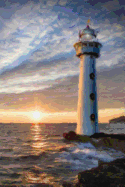 Lighthouse Sunrise - Lined Notebook with Margins: 101 Pages, Medium Ruled, 6 x 9 Journal, Soft Cover