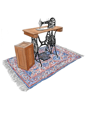 Magic Carpet Singer Treadle Sewing Machine Notebook: Composition Book Journal 8 x 10 Large BLANK 120 Numbered Pages - Kohler, Donna