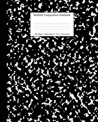 Marbled Composition Notebook: Black Marble Wide Ruled Paper Subject Book - Young Dreamers Press