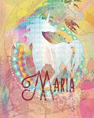 Maria: Colorful Rainbow Unicorn - 8"X10" Girl's Composition Wide Ruled Notebook - Geeky Fairy, Unicorn