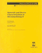 Materials and Device Characterization in Micromachining II: 20-21 September 1999, Santa Clara, California