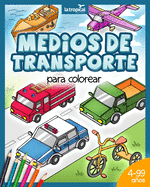 Medios de transporte para colorear: Libro de mquinas en perspectiva isomtrica: vehculos de transporte y carga (moto, auto, barco) para nios desde los 4 aos, en edad preescolar y escolar.