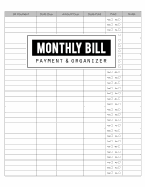Monthly Bill Payment & Organizer: Money Debt Tracker, Simple Home Budget Spreadsheet, Budget Monthly Planner, Planning Budgeting Record, Expense Finance, Size 8.5 X 11 Inch