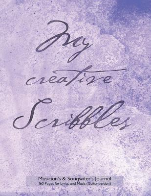 Musician's & Songwriter's Journal 160 Pages for Lyrics and Music (Guitar version): 8.5"x11" notebook for composition and songwriting, purple grunge cover, 160 numbered pages - ruled page on left, music staves & guitar tabs on right - Journals, Spicy