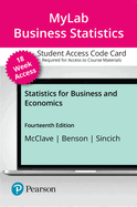 Mylab Statistics With Pearson Etext Access Code for Statistics for Business and Economics