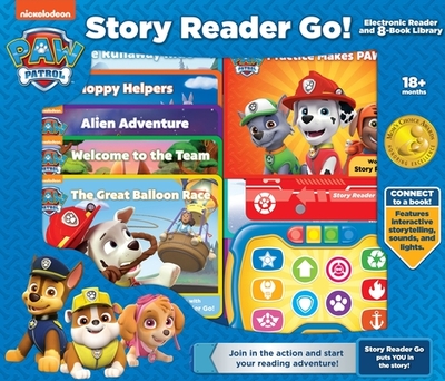 Nickelodeon Paw Patrol: Story Reader Go! Electronic Reader and 8-Book Library Sound Book Set - Pi Kids
