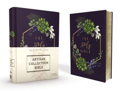 Niv, Artisan Collection Bible, Cloth Over Board, Navy Floral, Designed Edges Under Gilding, Red Letter Edition, Comfort Print - Zondervan