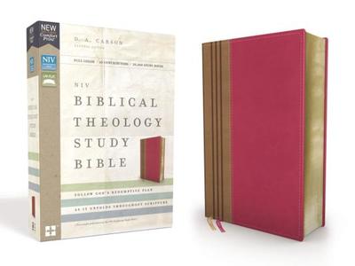 NIV, Biblical Theology Study Bible, Imitation Leather, Pink/Brown, Comfort Print: Follow God's Redemptive Plan as It Unfolds Throughout Scripture - Carson, D A (Editor), and Alexander, T Desmond, Dr., and Hess, Richard, Dr.