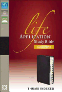 NIV, Life Application Study Bible, Second Edition, Large Print, Bonded Leather, Black, Red Letter Edition, Thumb Indexed