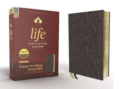 NIV, Life Application Study Bible, Third Edition, Bonded Leather, Navy Floral, Red Letter - Zondervan